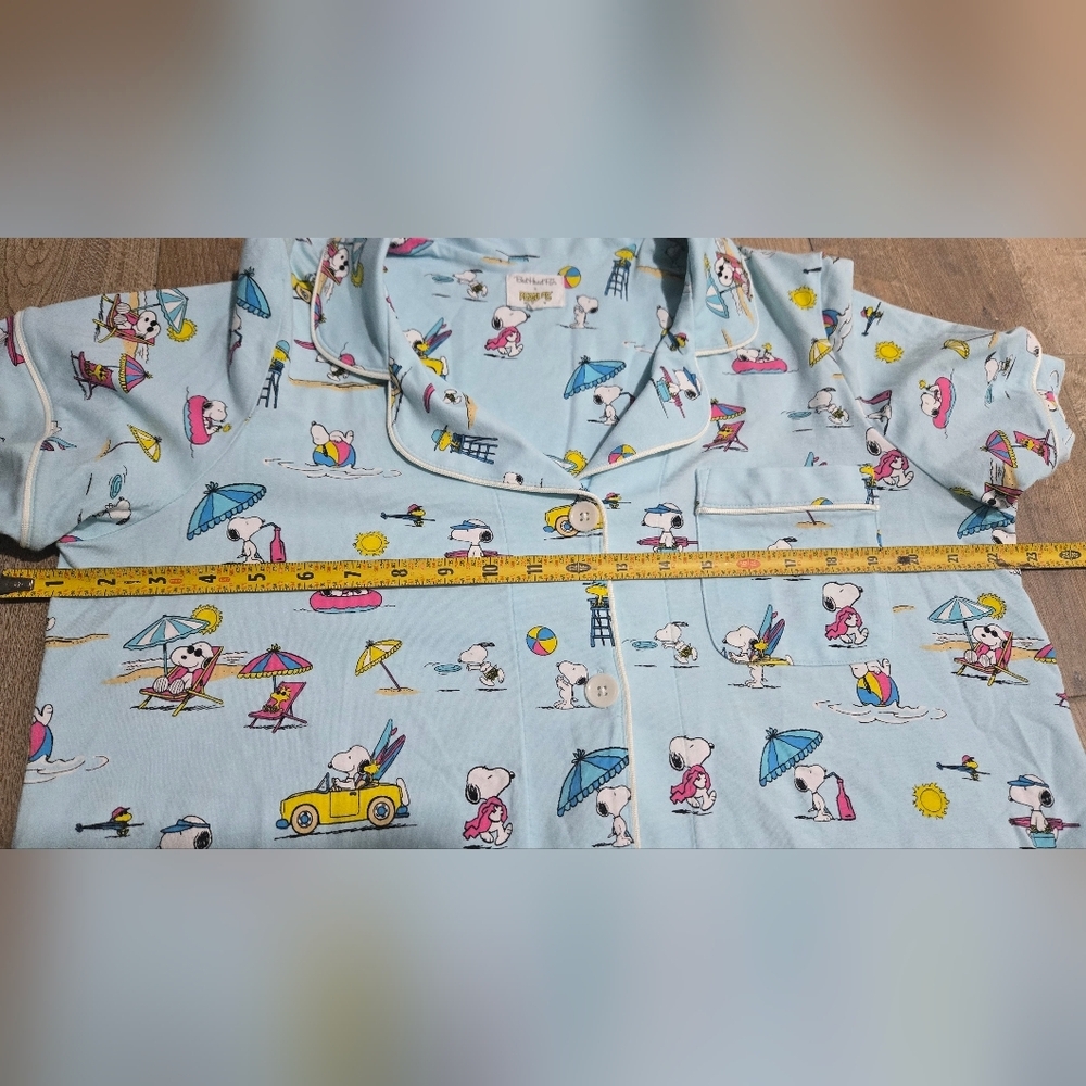 BedHead X Peanuts Blue Surf Sand Beach Snoopy Print Pajama Set Size Large - Picture 7 of 12